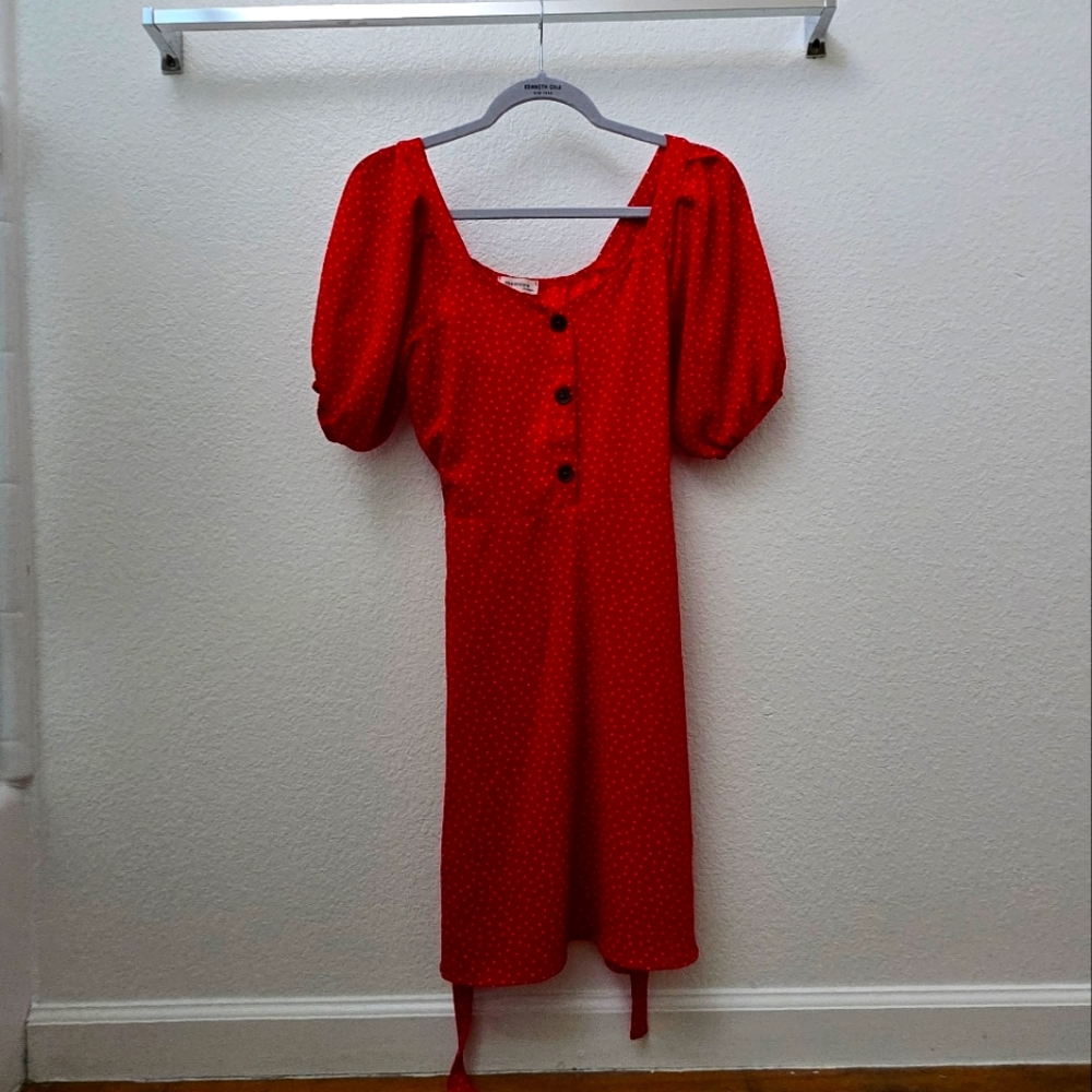 Red mini polka dot dress